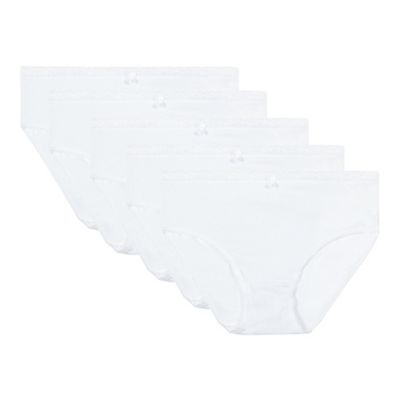 bluezoo Pack of five girl's white lace briefs